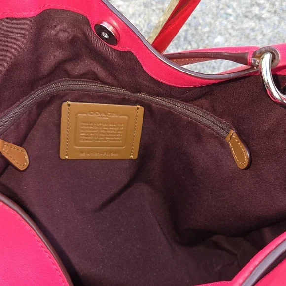 Coach Lexi Red Leather & Jacquard Fabric Shoulder Bag F57540 $498 Retail EUC - Picture 3 of 16